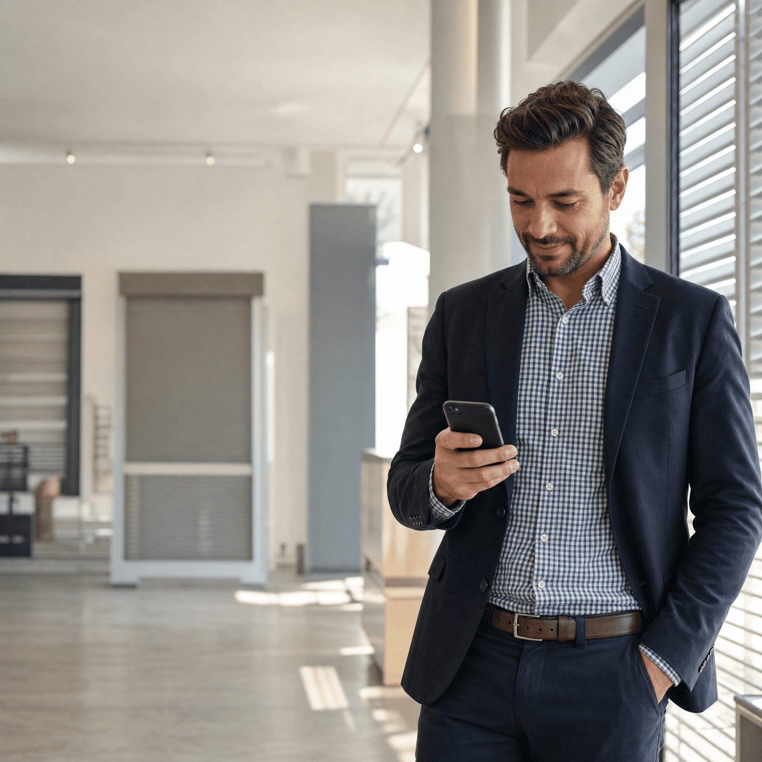 Un commercial terrain posant une question sur un produit à Bravi depuis son téléphone